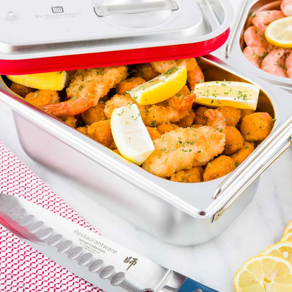 Pan, Steam Table, 1/4 Size, Stainless Steel, With 4 Inch Collapsible Handles, Anti Jam,1 - 1 COUNT