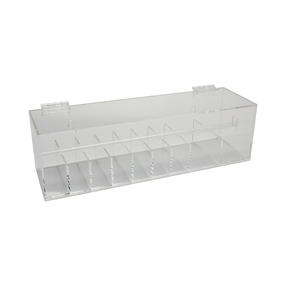 Dispenser, Label, Clear 15 x 3.25 x 3.5 Inch, with 9 Slots & Lid,1 - 1 EACH