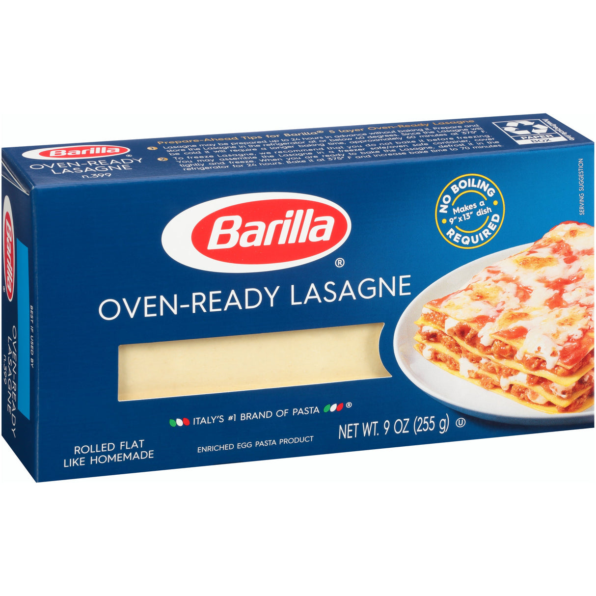 Pasta, Lasagna, Oven Ready,12 - 9 OUNCE