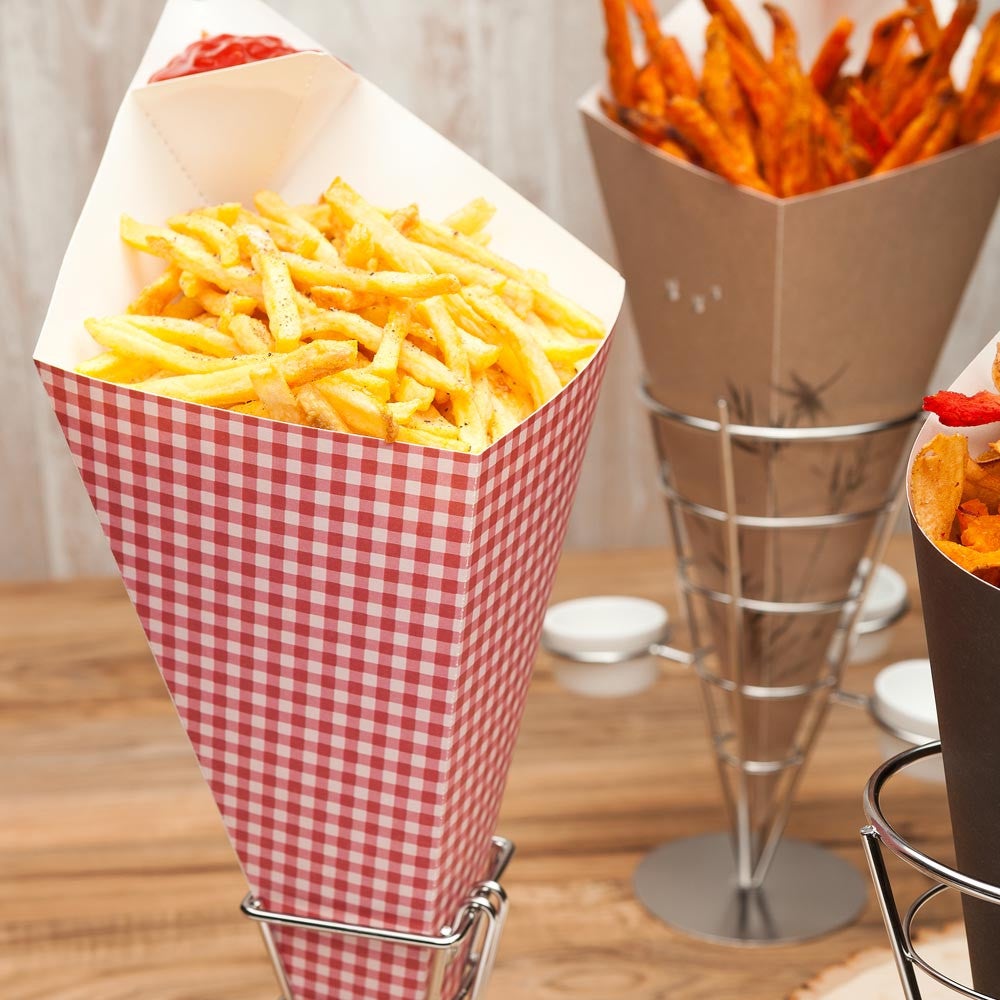 Containers, Food, 15.5 Inch, Paper, Picnic Design, Cone, with Dipping Pocket, 15.5 Linear Inch,1 - 100 COUNT