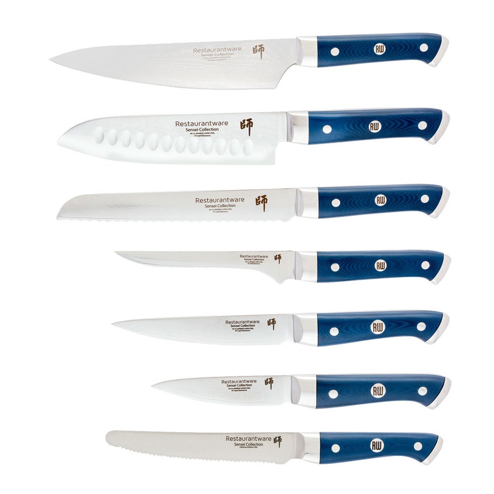 Knife Set, 10-Piece, Stainless Steel, with Blue Handles,1 - 10 PIECE