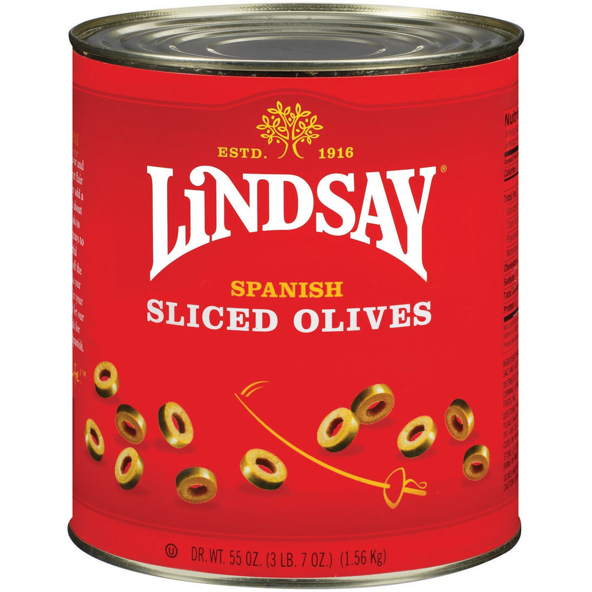 Olives, Green, Sliced, Shelf-Stable,6 - 55 OUNCE