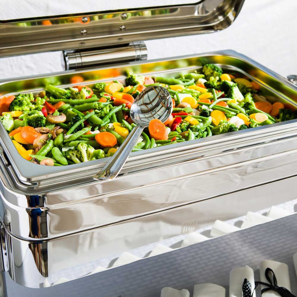 Chafer, Rectangle, 9 Quart, Full-Size, Stainless Steel, with Glass Window, Induction-Ready, 9 Quart,1 - 1 COUNT