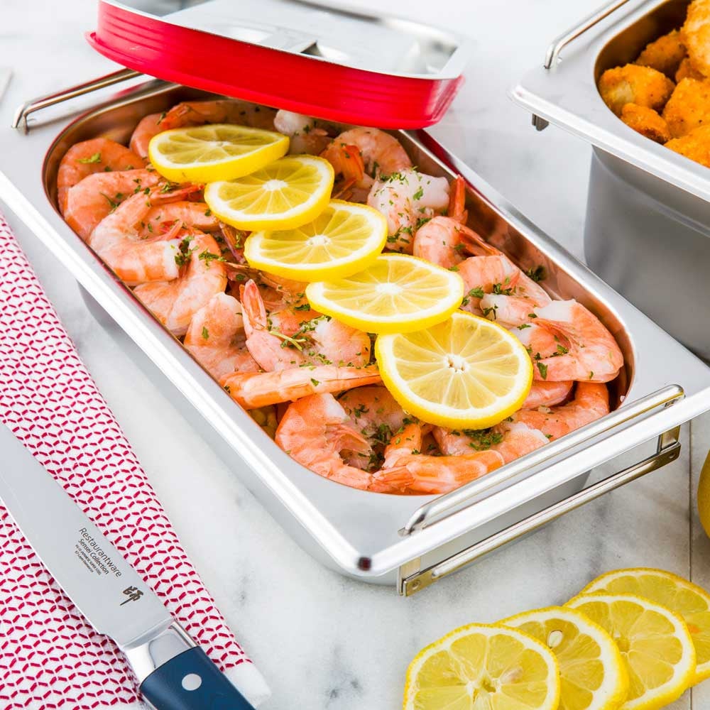 Pan, Steam Table, 1/4 Size, Stainless Steel, With 2.5 Inch Collapsible Handles, Anti Jam,1 - 1 COUNT