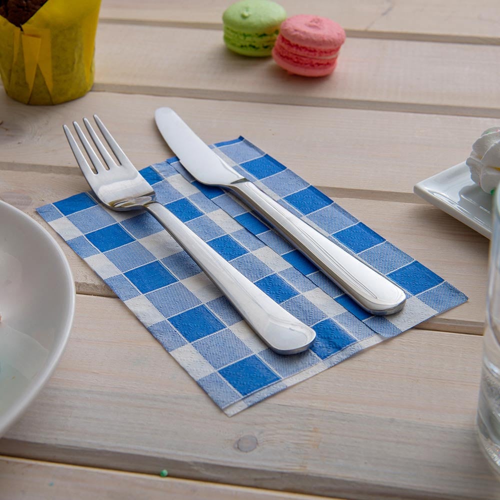 Napkins, 1 Ply, Picnic Print, Blue, 7 x 13.5 Inch,1 - 100 COUNT