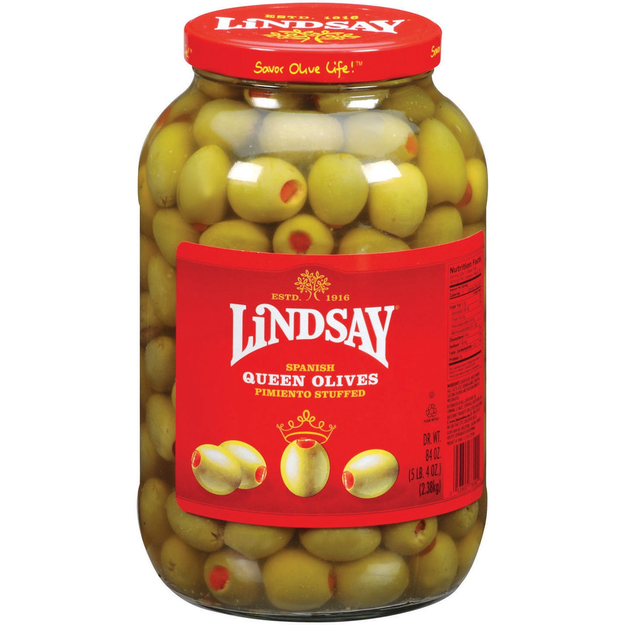 Olives, Green, Spanish Queen, Stuffed with Pimento,4 - 84 OUNCE