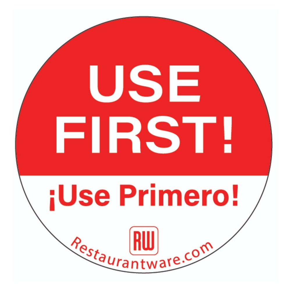 Label, Use First, 2 x 2 Inch, Removable, Red, Bilingual,1 - 500 COUNT