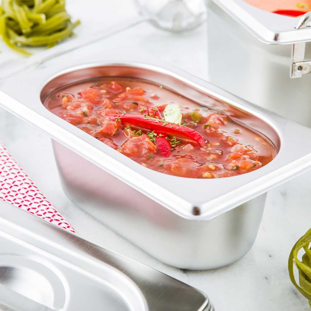 Pan, Steam Table, 1/9 Size, Stainless Steel, With 2.5 Inch Collapsible Handles, Anti Jam,1 - 1 COUNT