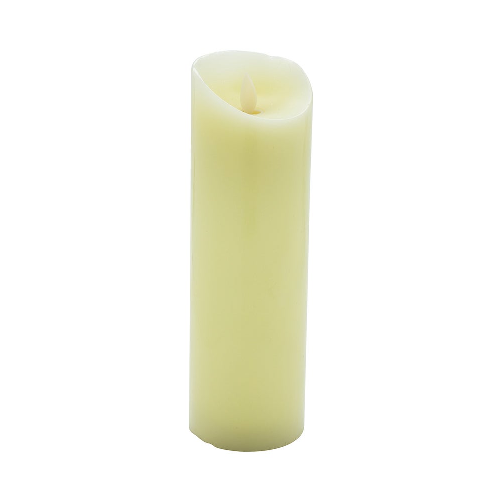 Candles, Pillar, Fire Tek Flameless, 3 x 3 x 8.75 Inch, Ivory, Wax, Programmable,1 - 10 COUNT