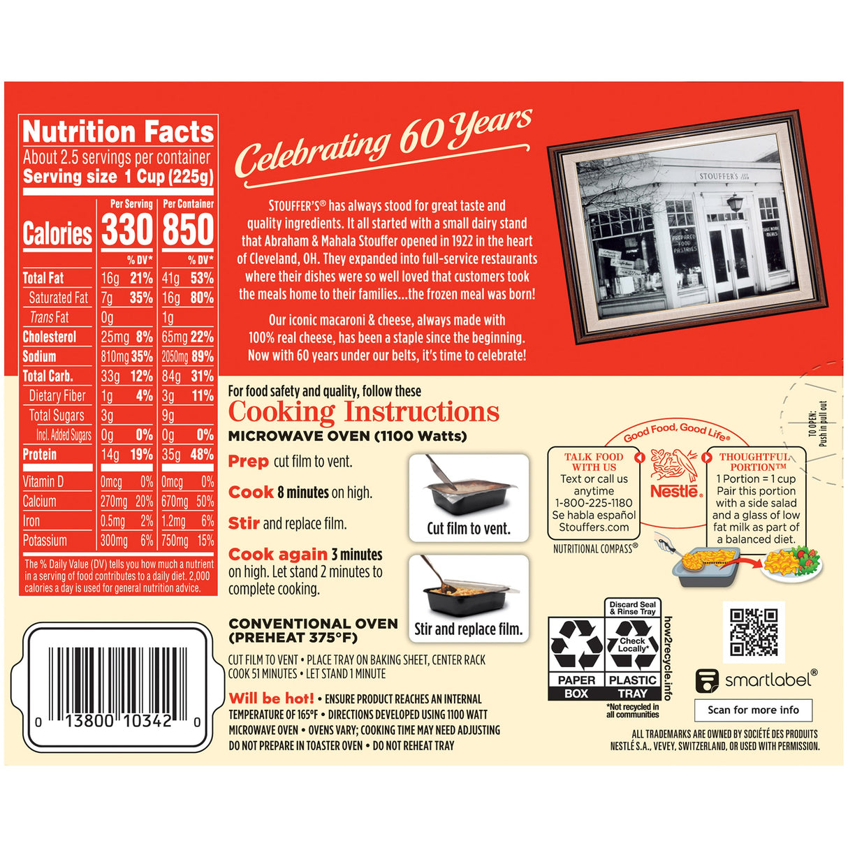 Entree, Macaroni & Cheese,12 - 20 OUNCE