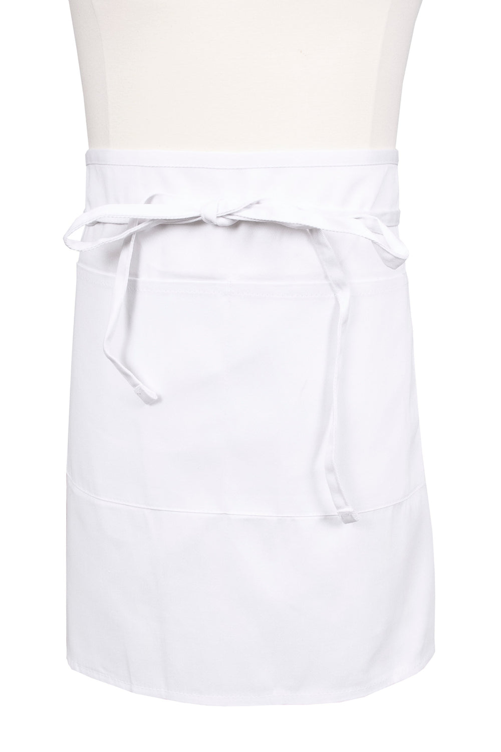 Apron, Half Bistro, White, One Size, Poly/Cotton Blend, with 2 Center Pockets,1 - 1 EACH