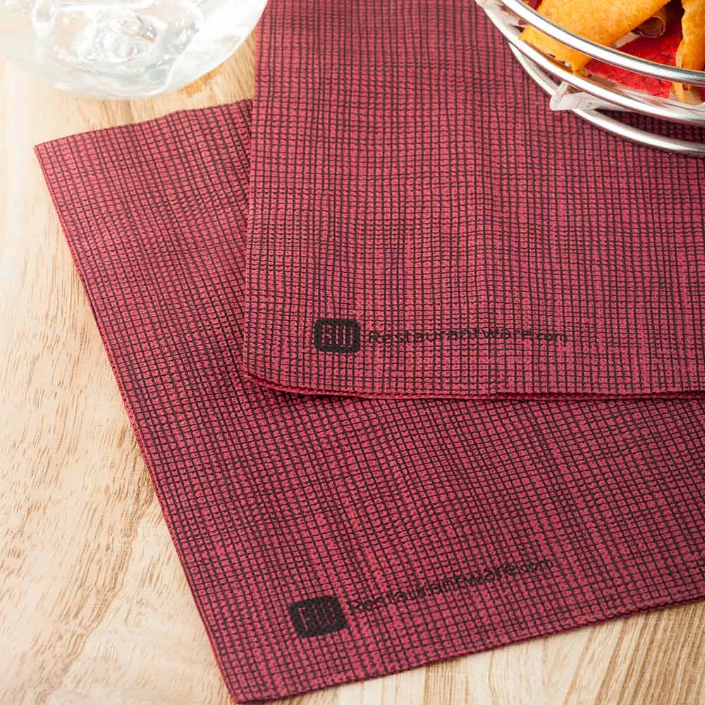 Napkins, Luxenap Micropoint Dinner, 2 Ply, Bordeaux with Black Threads, 16 x 16 Inch, 16 Linear Inch,1 - 50 COUNT