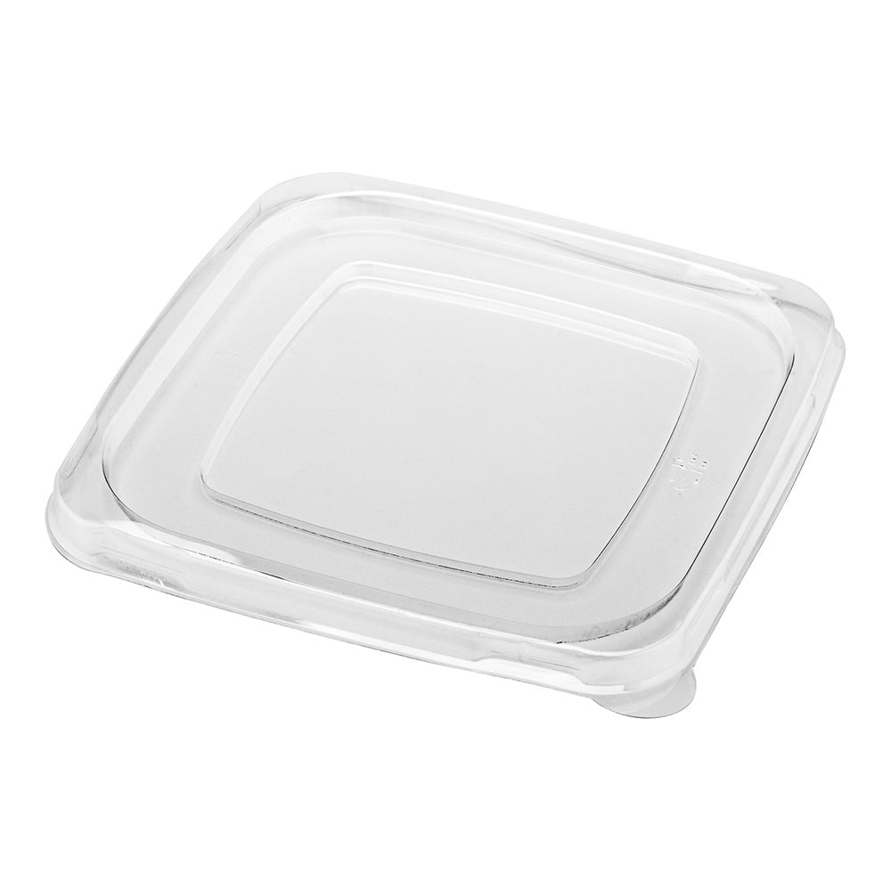 Lids, Flat, Pulp Tek, Plastic, Clear, Square, 7.25 Inch, Fits 24/32/48 Ounce Tall Sugarcane Bowls,1 - 100 COUNT