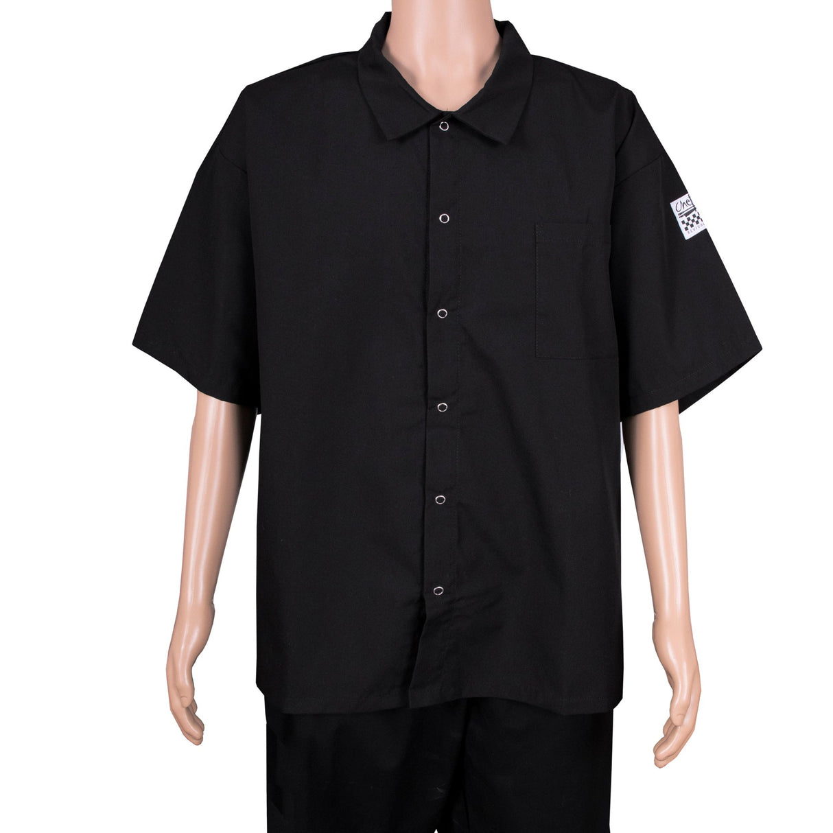 Shirt, Cook, Short Sleeve, Black, Extra Large, Poly/Cotton Blend,1 - 1 EACH