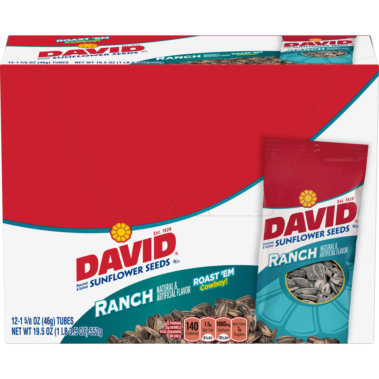 Seeds, Sunflower, Ranch, Single Serve, 1.63 Ounce,12 - 12 COUNT