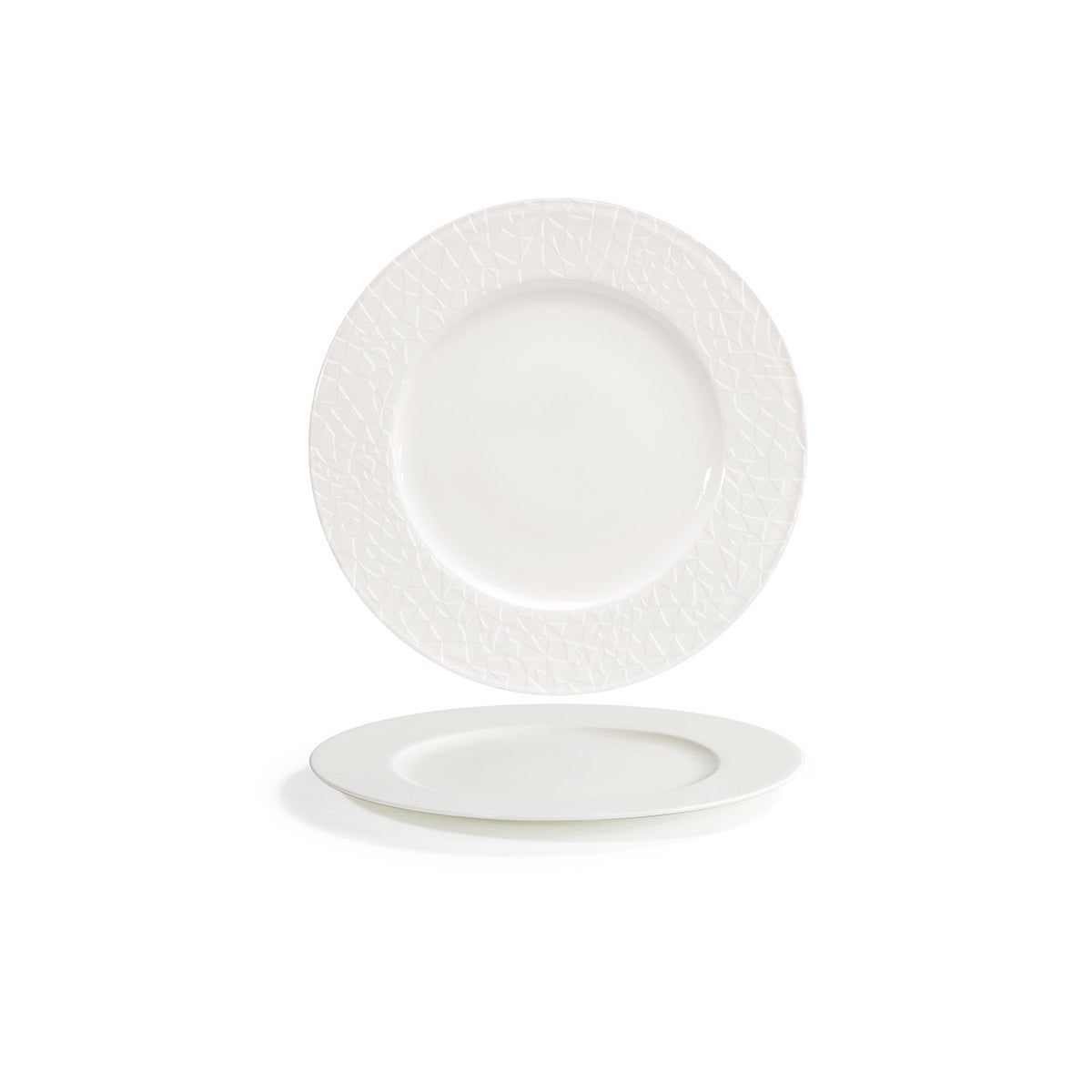 Plates, Rim, Facet, 10.62 Inch, White, Round,6 - 1 COUNT