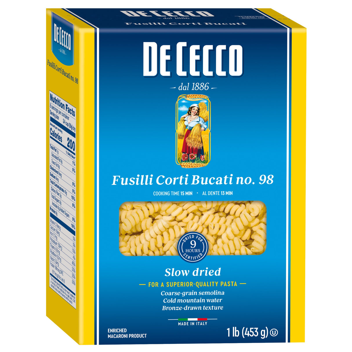 Pasta, Fusilli Corti Bucati,12 - 1 POUND