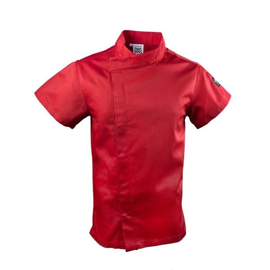 Jacket, Chef, Short Sleeve, Snap, Tomato, 3X, Poly/Cotton Blend,1 - 1 EACH