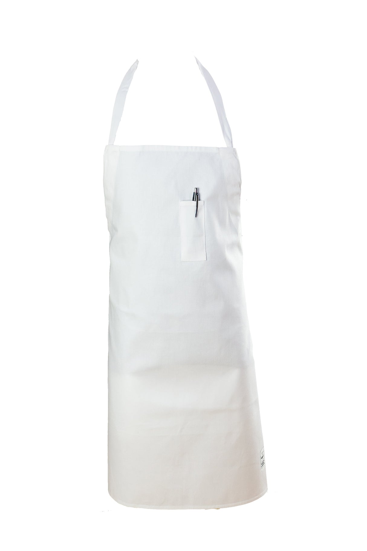 Apron, Bib, White, One Size, Poly/Cotton Blend,1 - 1 EACH