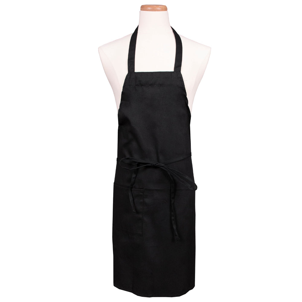Apron, Bib, Full Length, Black, One Size, Poly/Cotton Blend,1 - 1 EACH