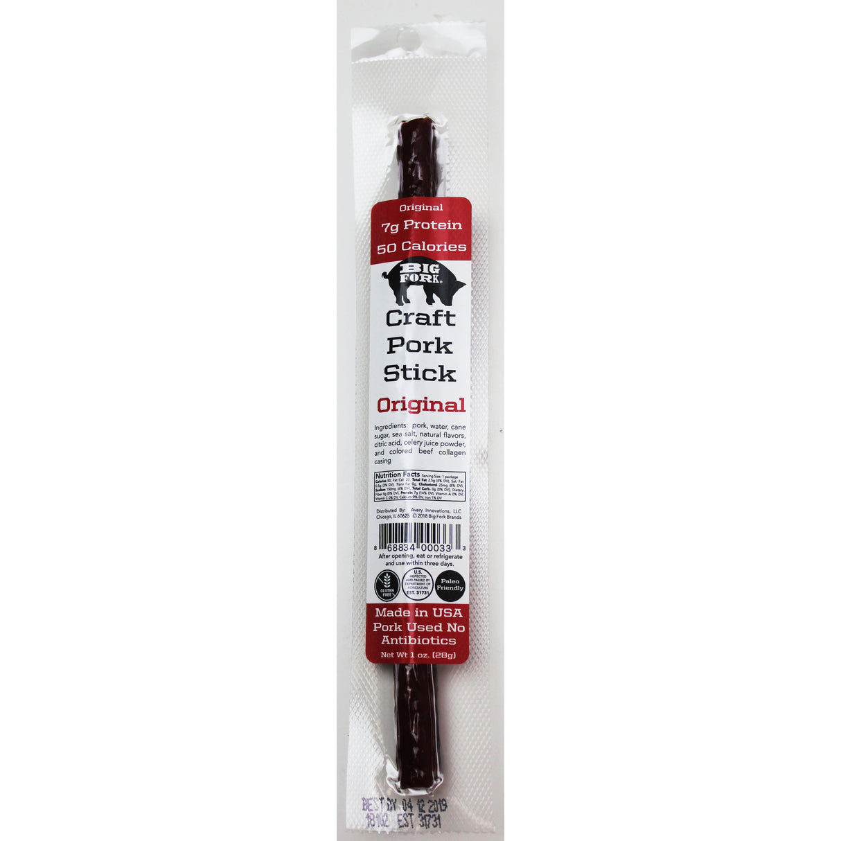 Snack Stick, Pork, Original,2 - 20 COUNT