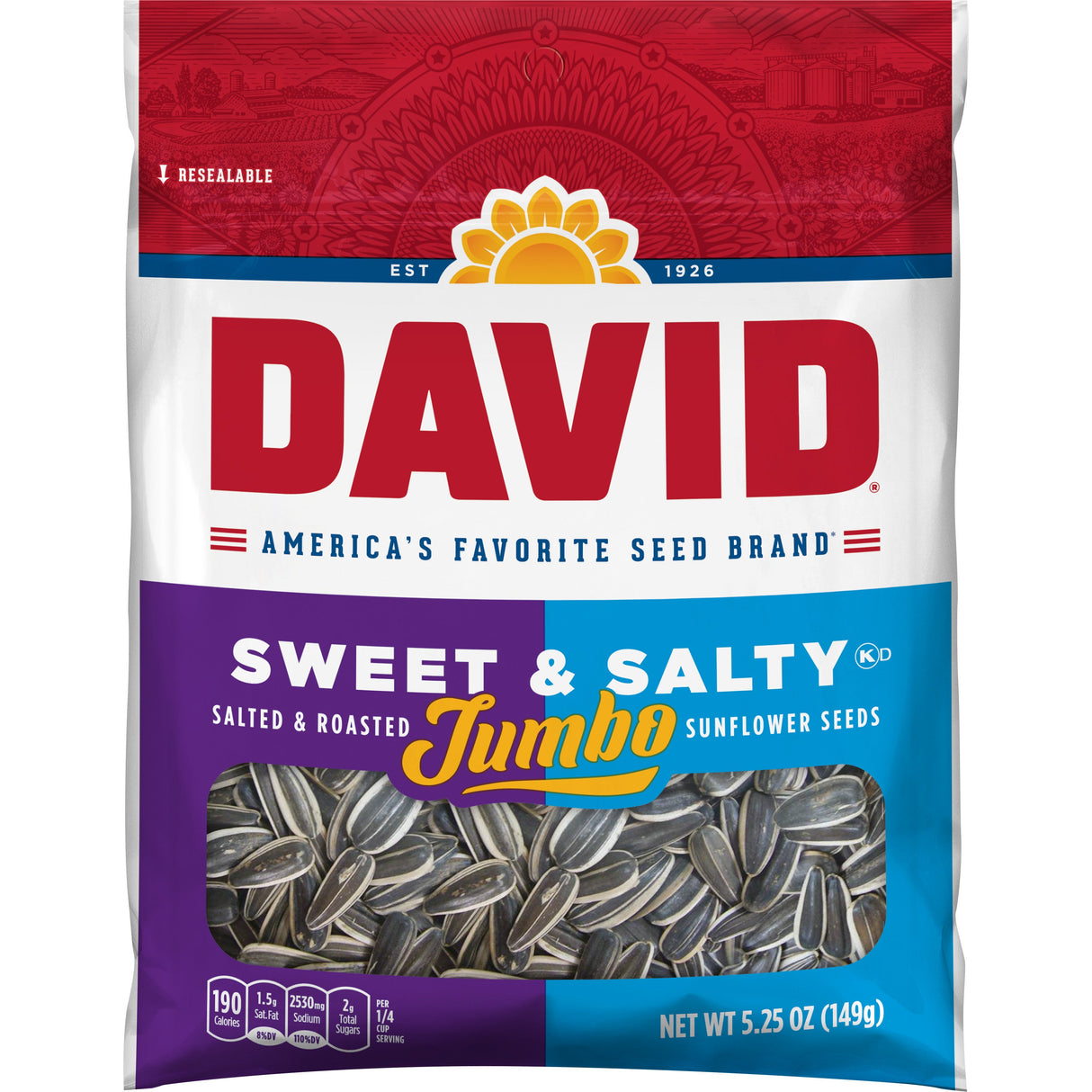 Seeds, Sunflower, Roasted & Salted Sweet & Salty, Jumbo,12 - 5.25 OUNCE