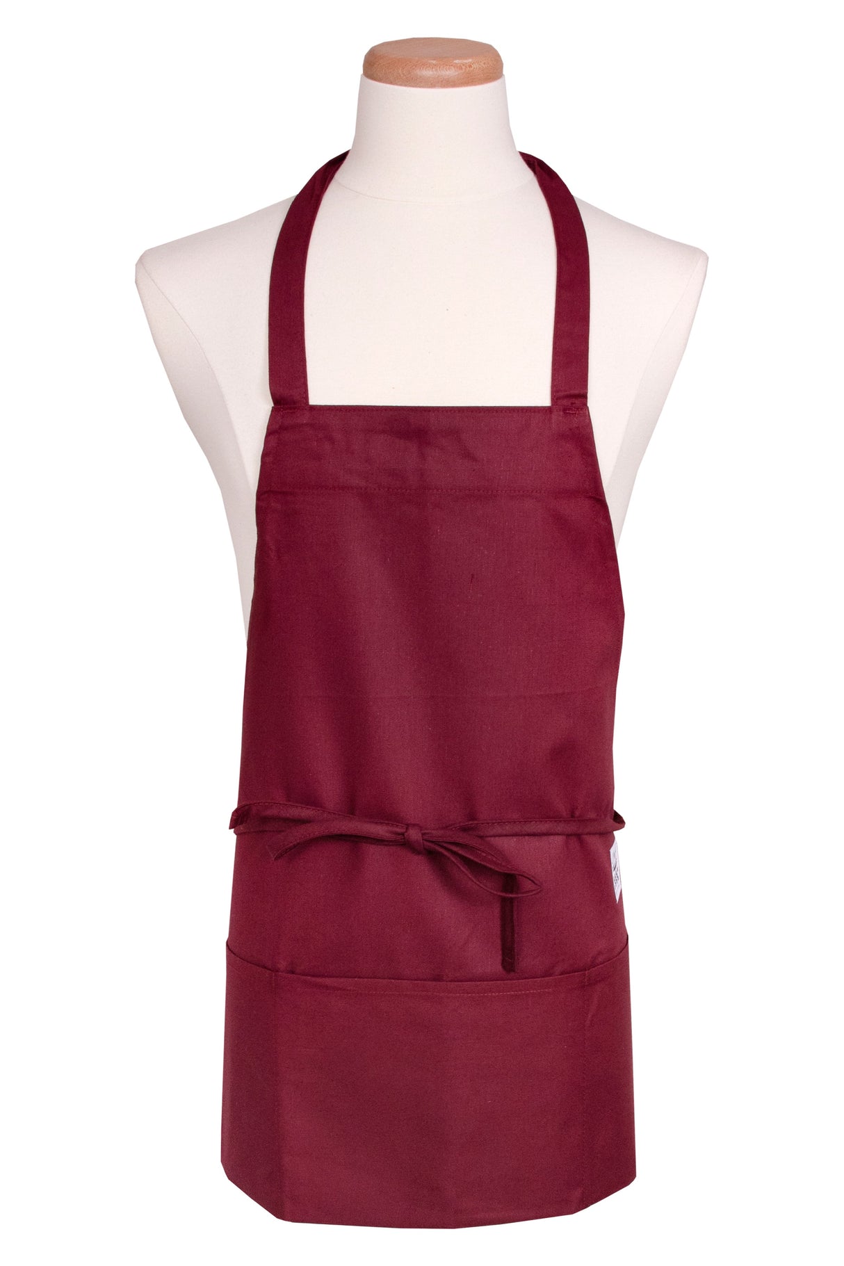 Apron, Bib, Front of the House, Burgundy, One Size, Poly/Cotton Blend,1 - 1 EACH