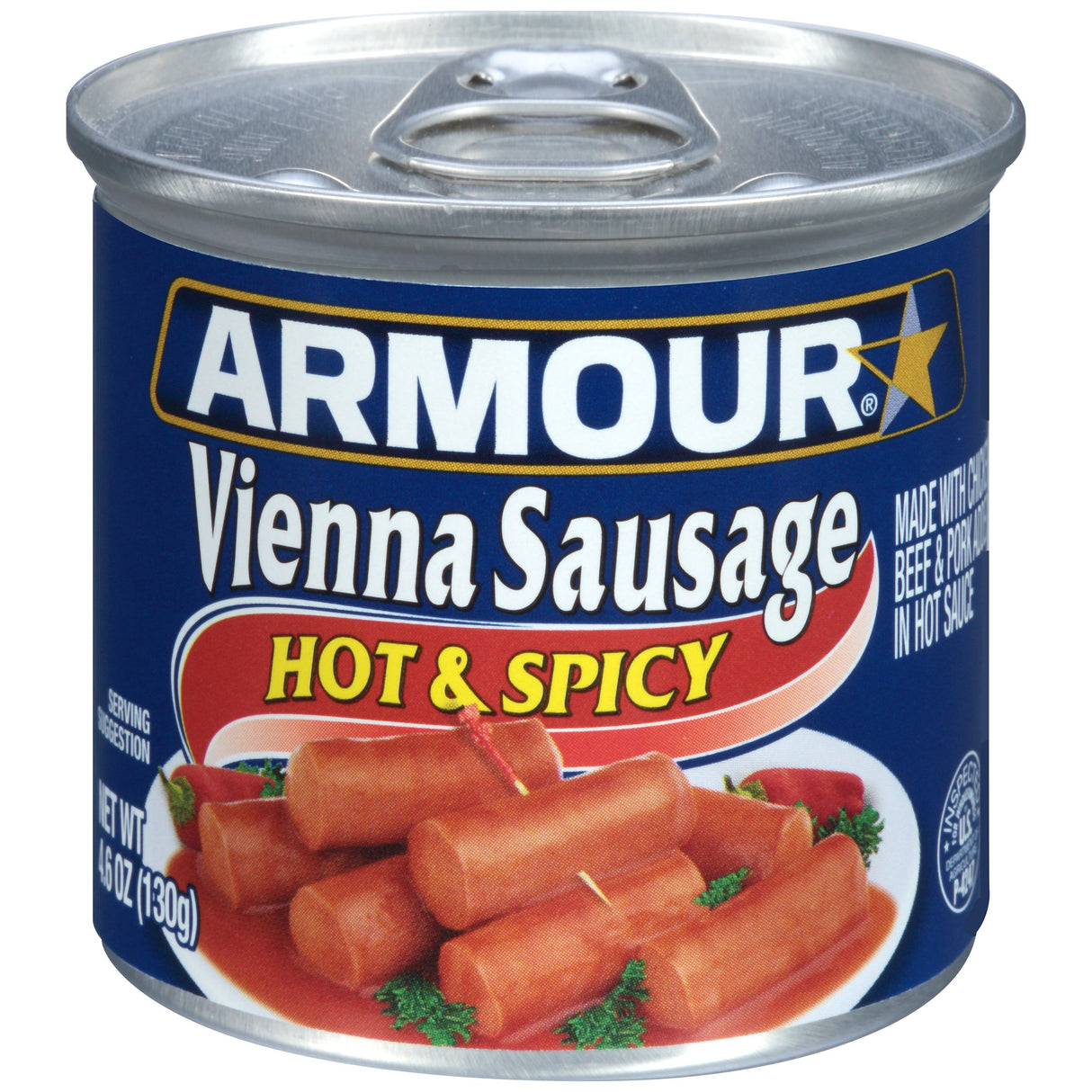 Sausage, Vienna, Hot & Spicy, Links, Cooked, Shelf Stable,24 - 4.6 OUNCE
