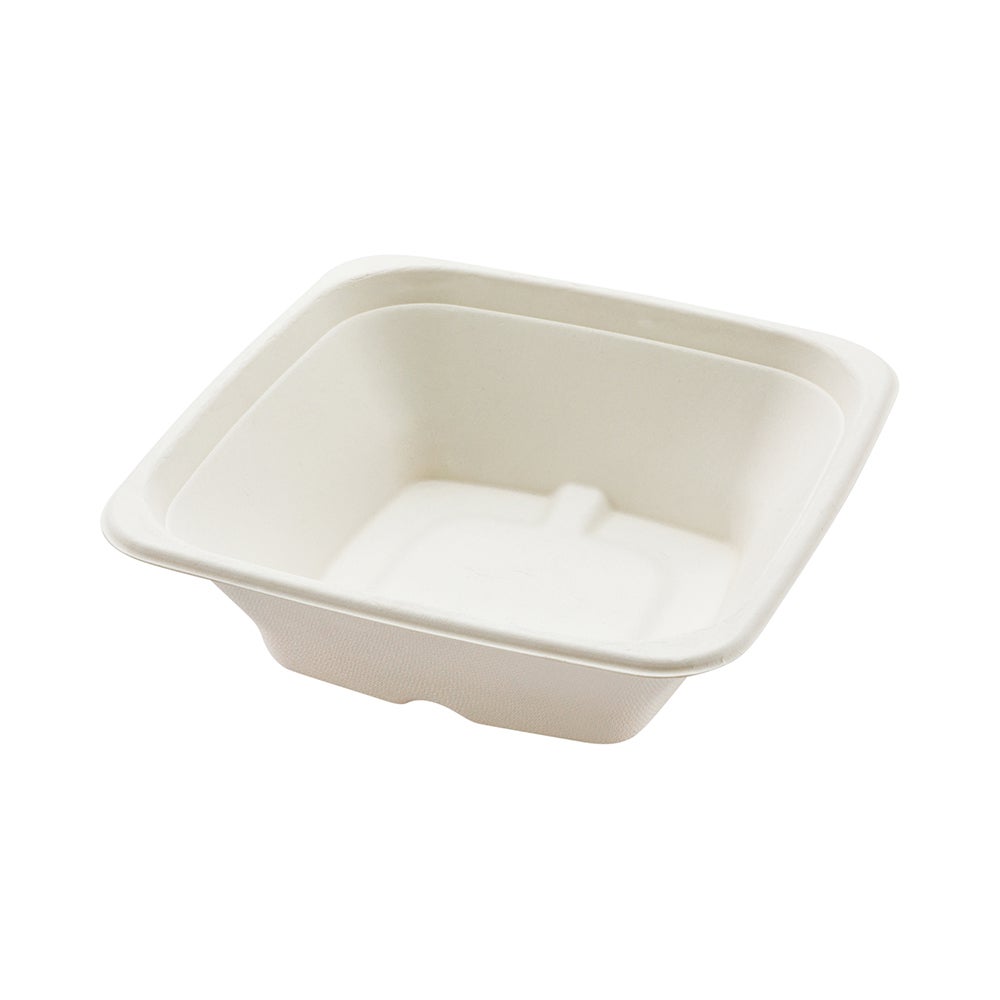 Bowls, Tall, 24 Ounce 7 x 7 x 2.25 Inch, Sugarcane, White, Square,1 - 100 COUNT