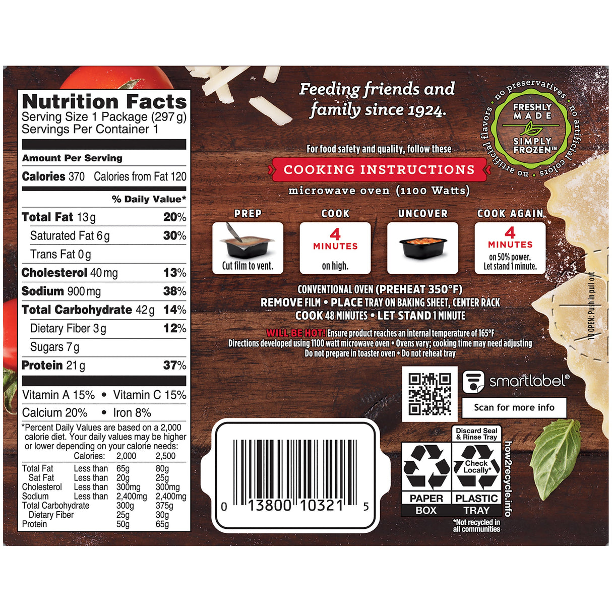 Entree, Lasagna, Meat,12 - 10.5 OUNCE