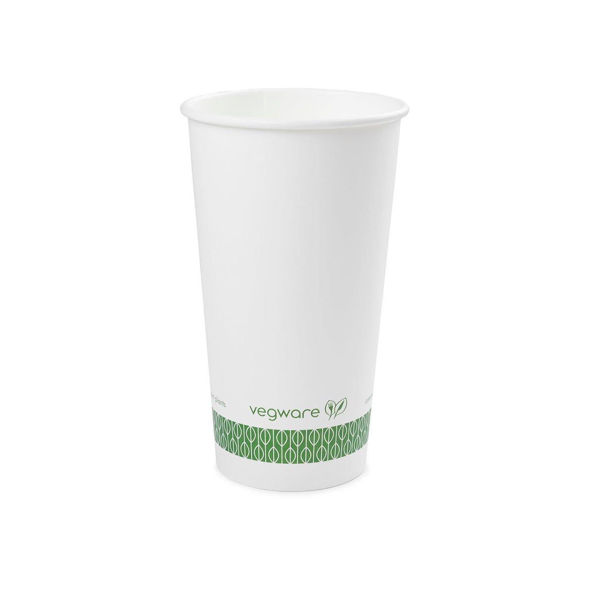 Cups, Hot, 20 Ounce, Paper, White with Green Decor, PLA-Lined,20 - 50 COUNT