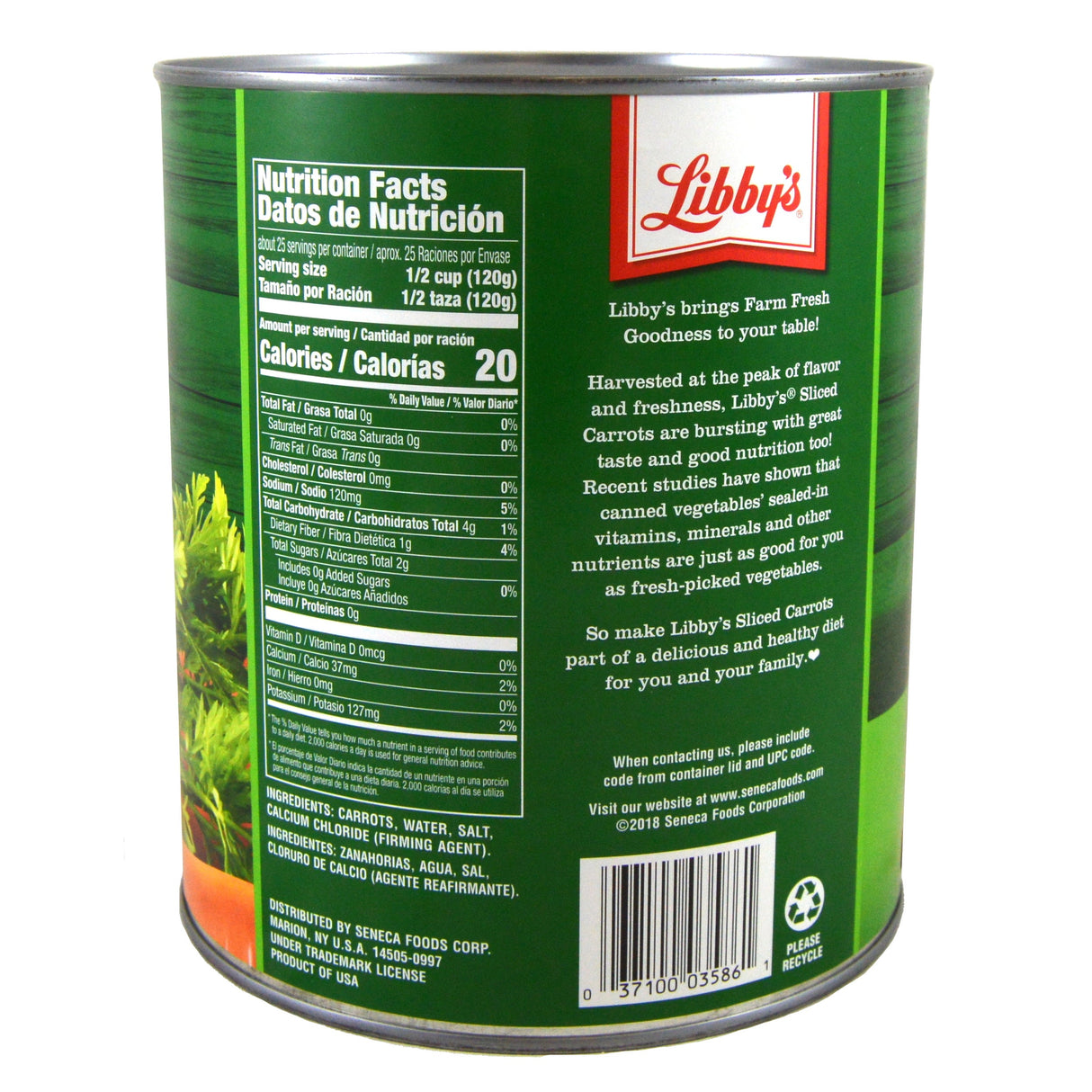 Carrots, Sliced, Low Sodium, Medium, Shelf-Stable,6 - 105 OUNCE