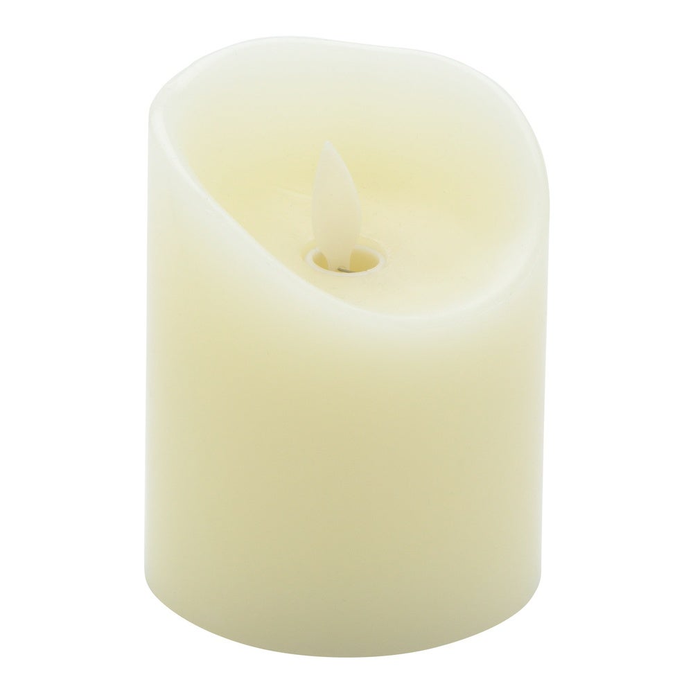 Candles, Pillar, Fire Tek Flameless, 3.25 x 3.25 x 4 Inch, White, Wax, Programmable,1 - 10 COUNT