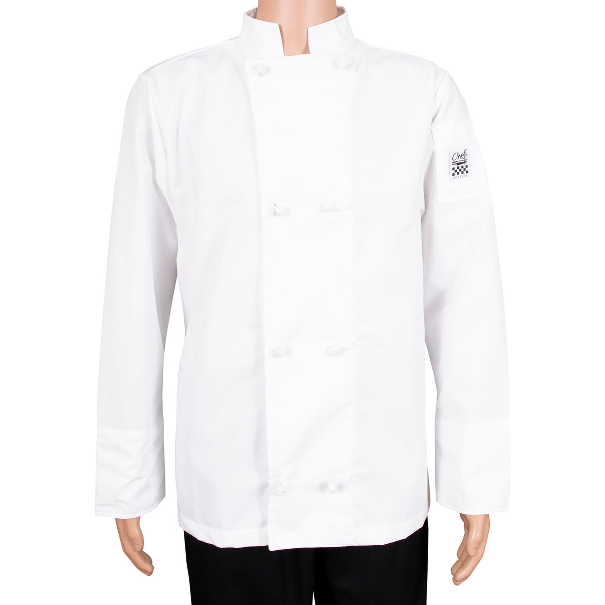 Jacket, Chef, Long-Sleeve, Basic, White, Extra Small, Poly/Cotton Blend,1 - 1 EACH