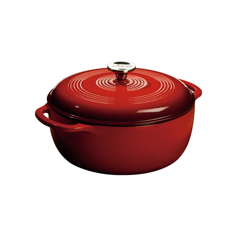 Dutch Oven, 6 Quart, Porcelain Enameled Cast Iron, with Cover, Red, 6 Quart,1 - 1 EACH