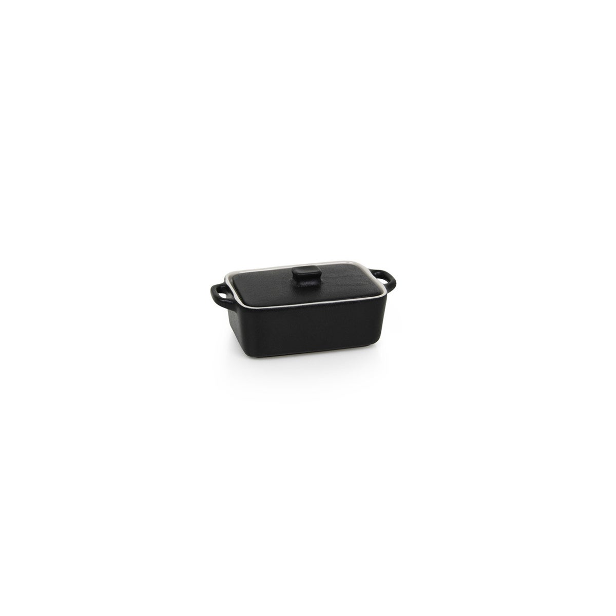 Dishes, Ovenware, Kiln, 10 Ounce, Black, 3.75 x 6.25 Inch, Rectangular, with Lid,12 - 1 EACH