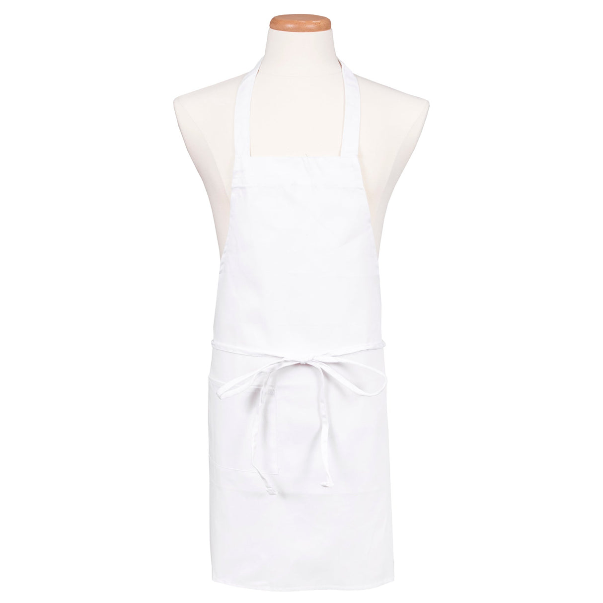 Apron, Bib, Full Length, White, One Size, Poly/Cotton Blend,1 - 1 EACH
