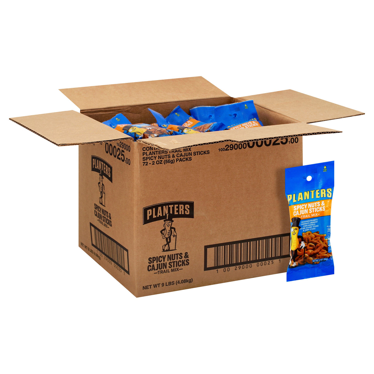 Trail Mix, Spicy Nuts & Cajun Sticks, Single Serve,72 - 2 OUNCE