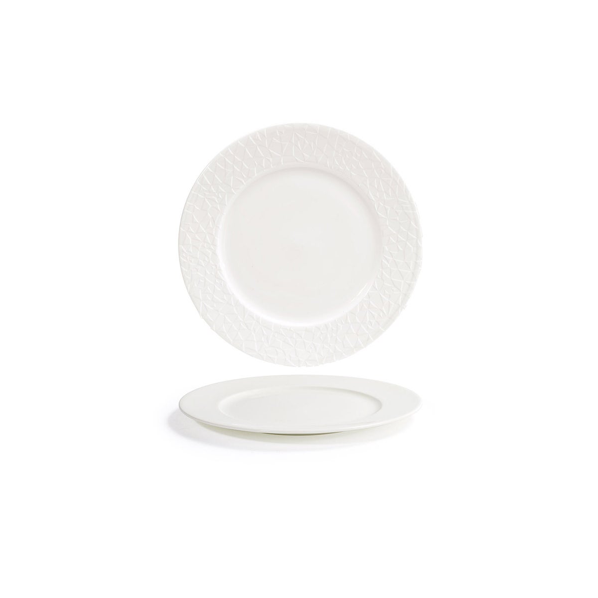 Plates, Rim, Facet, 9.5 Inch, White, Round,6 - 1 COUNT