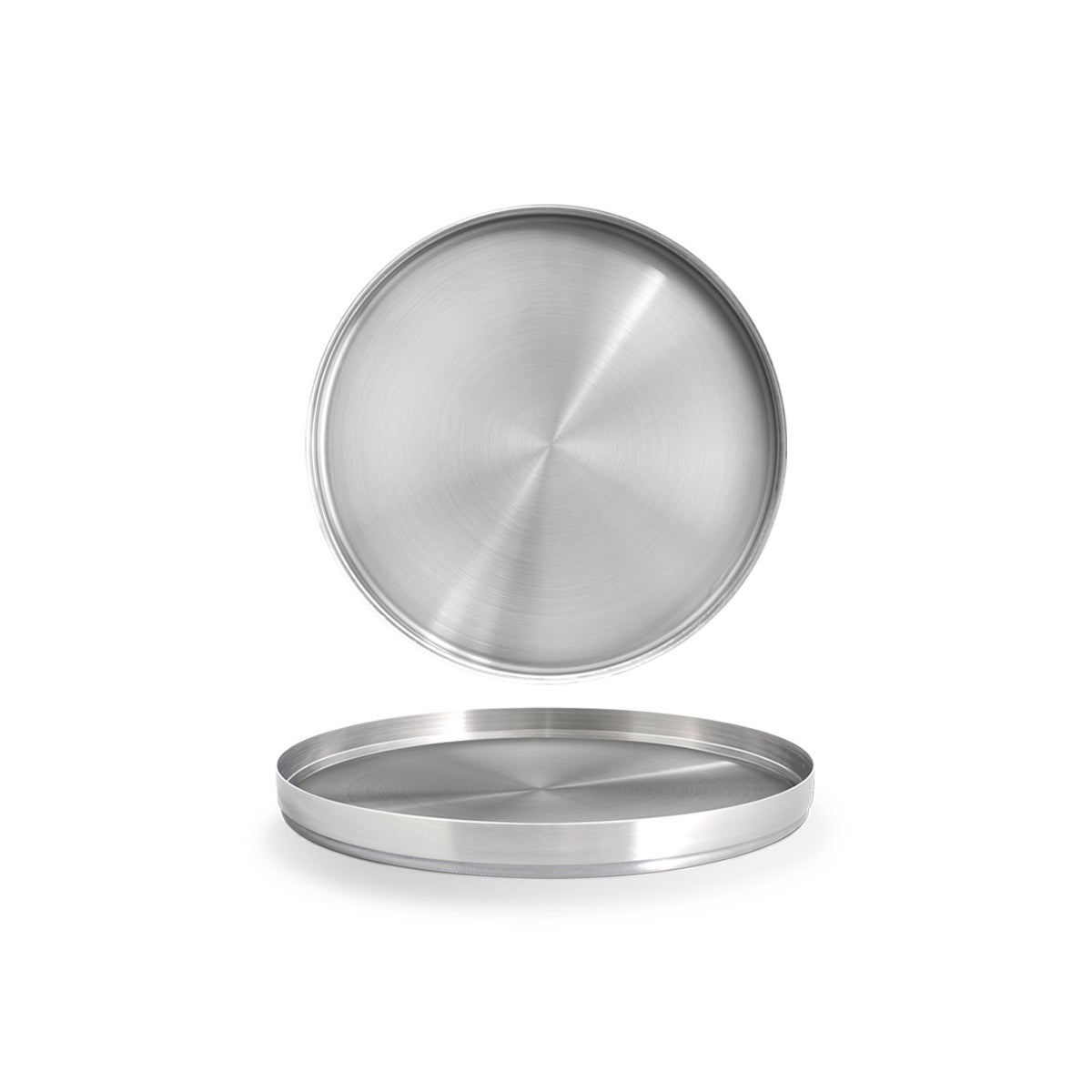 Plates, Brushed Stainless Steel, 11 Inch, Silver, Round,6 - 1 COUNT