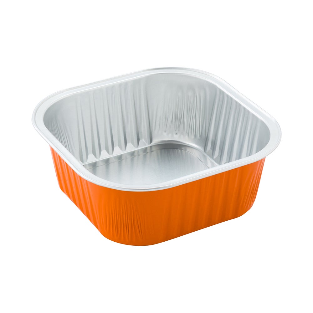 Cups, Baking, 10 Ounce 4.25 x 4.25 x 1.5 Inch, Aluminum, Orange, Square,1 - 100 COUNT