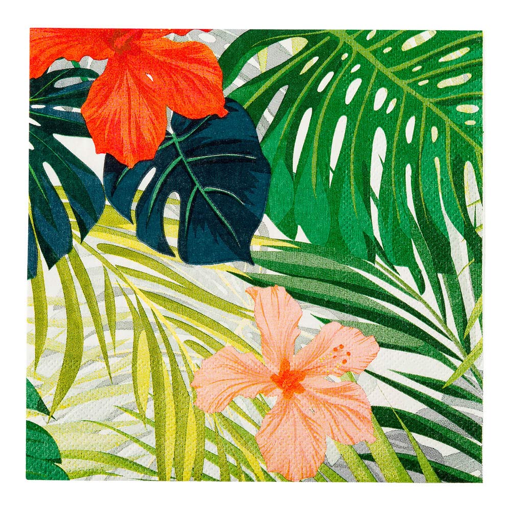 Napkins, Lunch, 3-Ply, Hibiscus Flowers, 13 x 13 Inch,1 - 500 COUNT