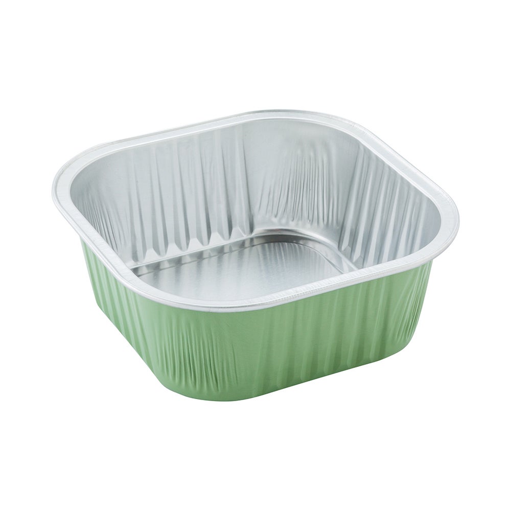 Cups, Baking, 10 Ounce 4.25 x 4.25 x 1.5 Inch, Aluminum, Pistachio Green, Square,1 - 100 COUNT