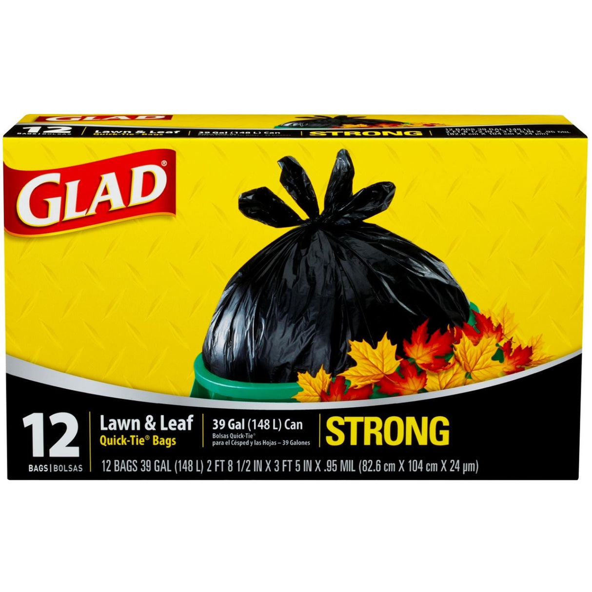 Can Liners, Lawn & Leaf, 39 Gallon, Black, Strong, Quick-Tie,12 - 12 COUNT