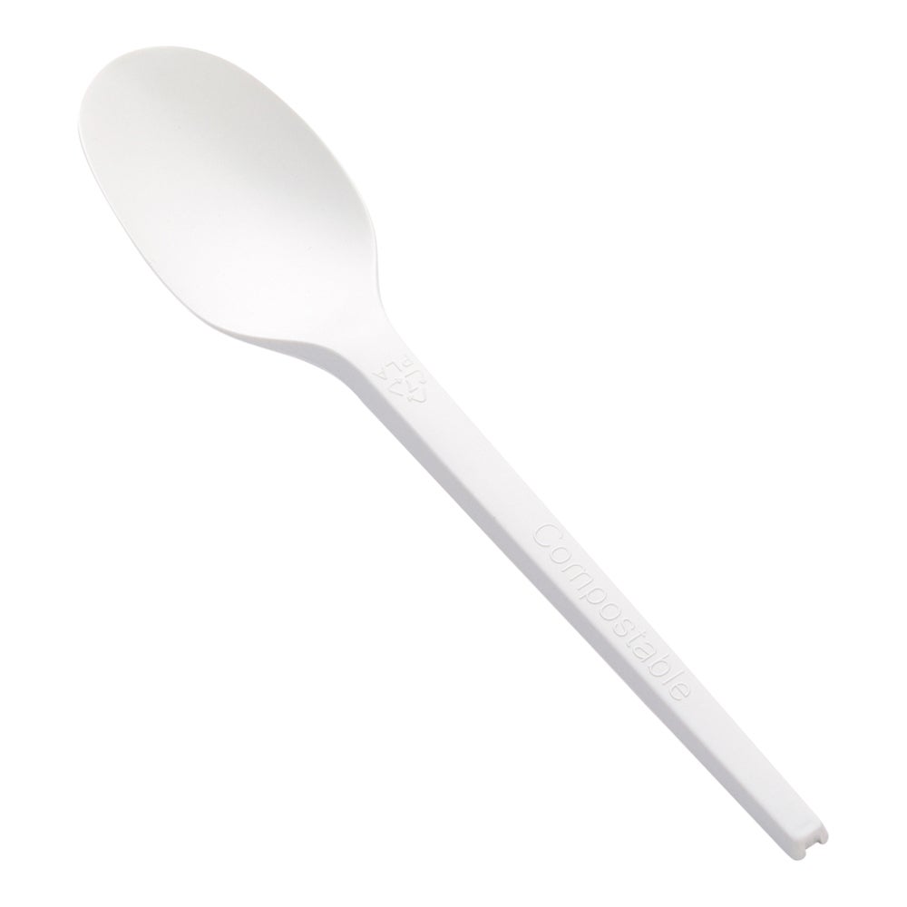 Spoons, Basic Nature, Plastic, White, 6.5 Inch, Heat-Resistant & Compostable,1 - 250 COUNT