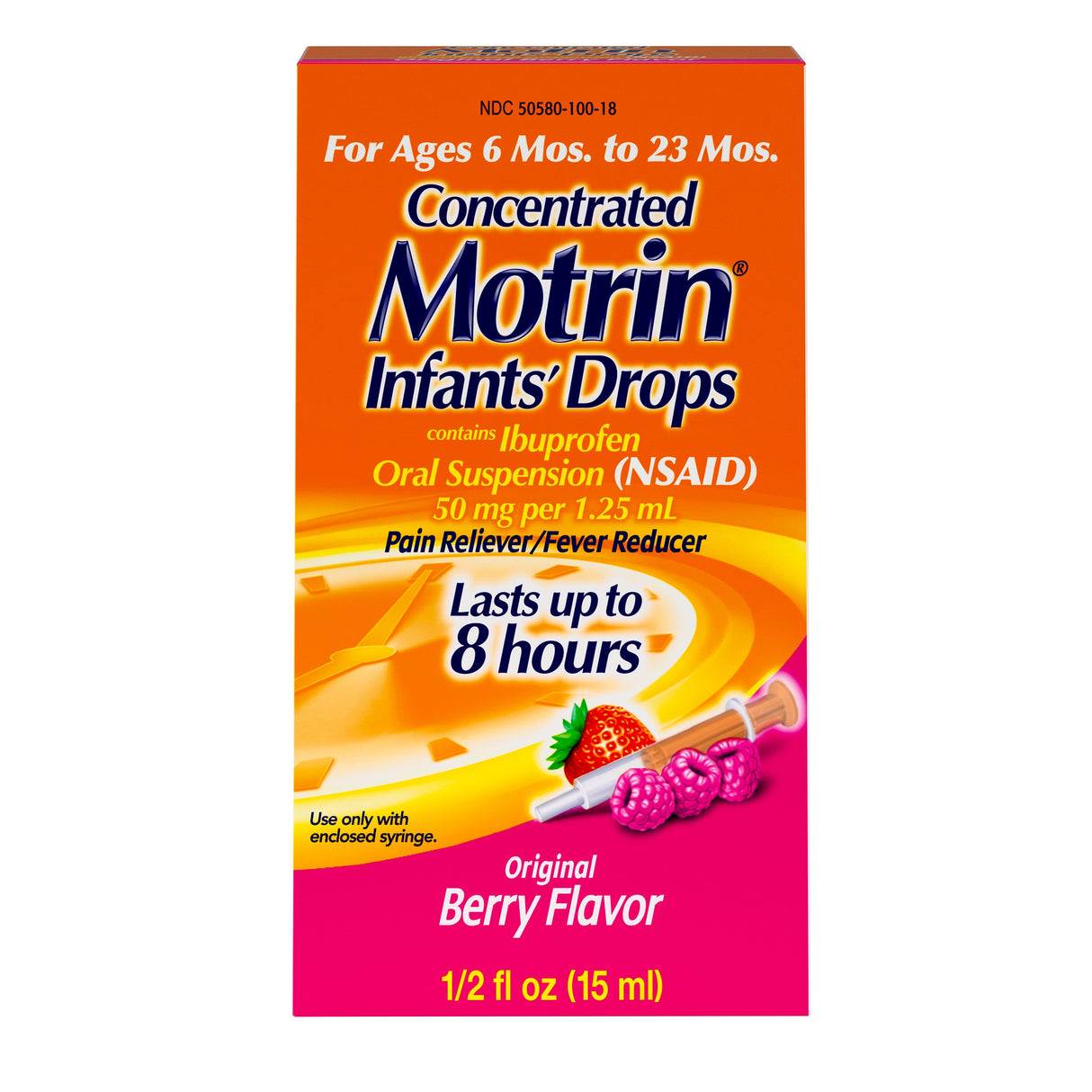 Medicine, Ibuprofen, Concentrated Infants' Drops, Oral Suspension, Original Berry Flavor, with Syringe,36 - 0.5 FLUID