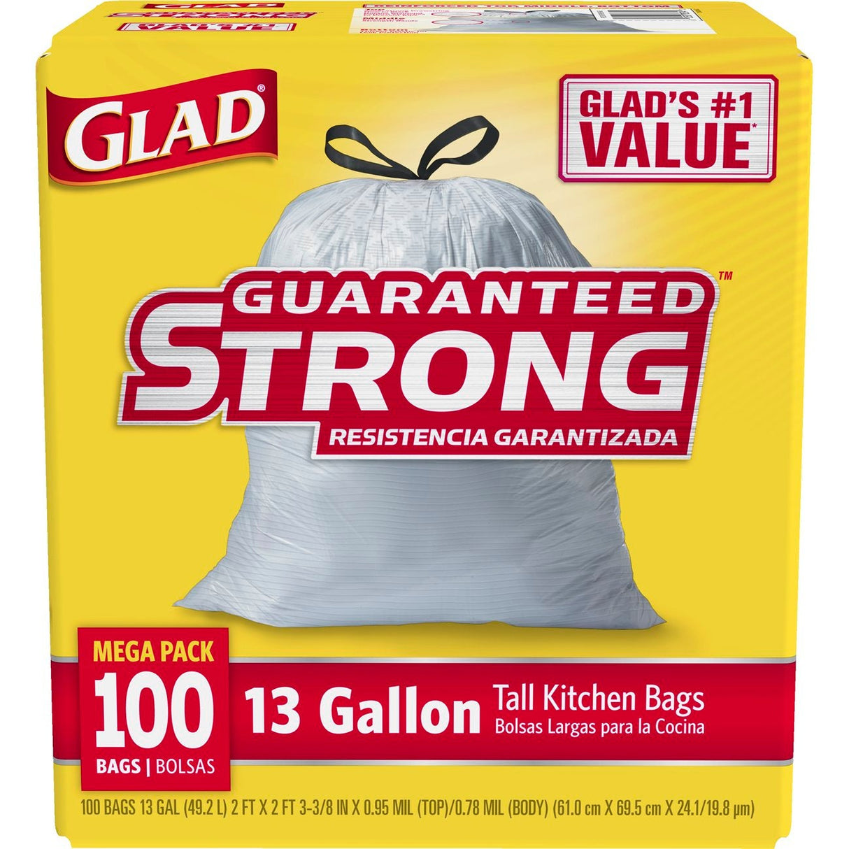 Can Liners, Kitchen, 13 Gallon, White, Tall, with Drawstring,4 - 100 COUNT