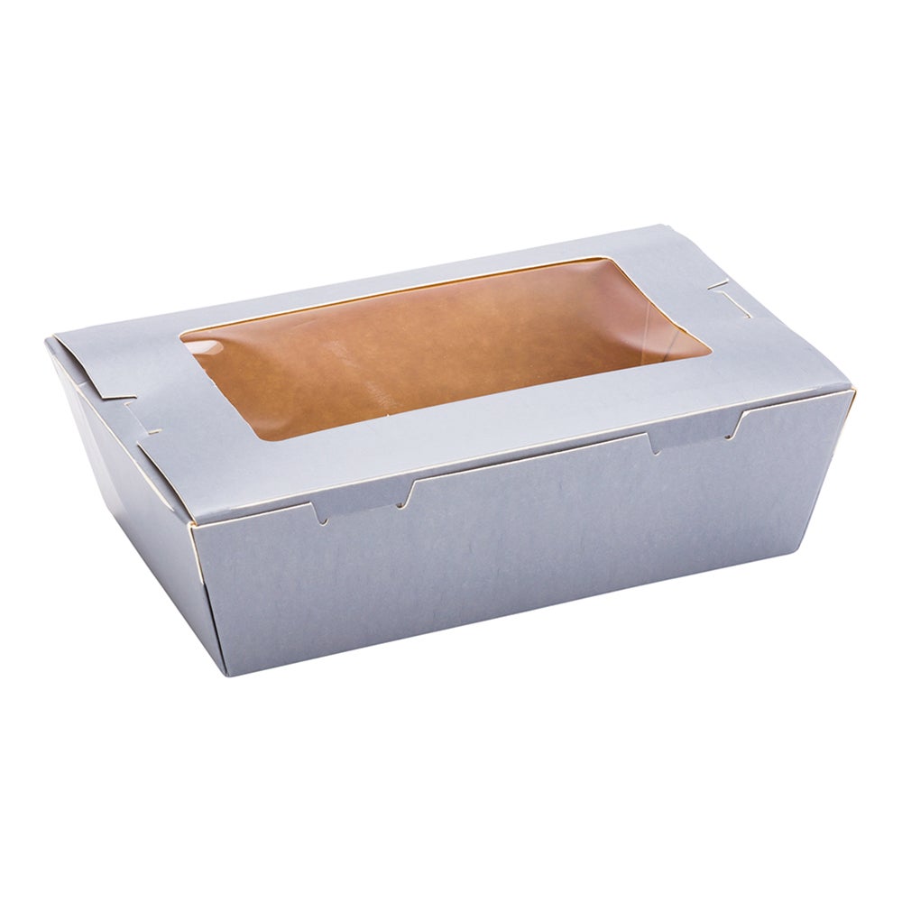 Boxes, Take-Out, 21 Ounce 6.25 x 4 x 1.75 Inch, Paper, Gray, Rectangle, Hinge Lock, with Window,1 - 200 COUNT
