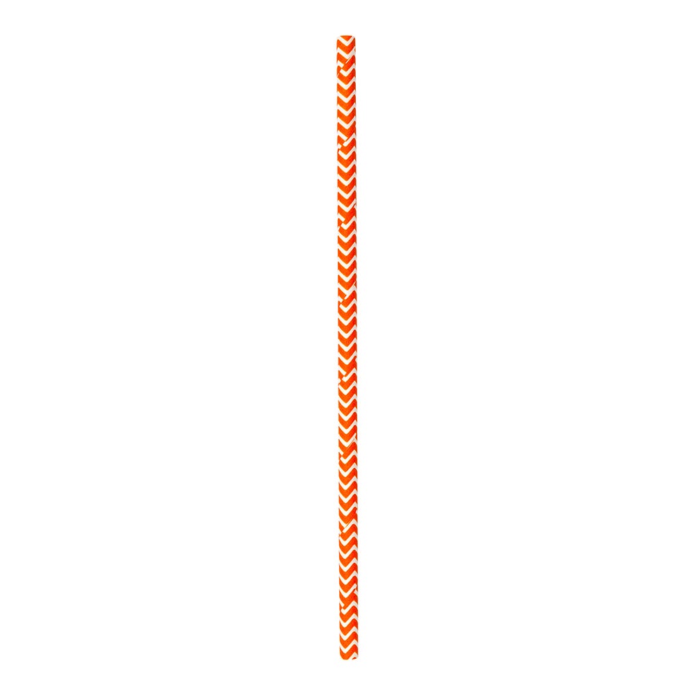 Straws, 7.75 Inch, Paper, Orange with White Zig Zags, Biodegradable, 7.75 Linear Inch,1 - 100 COUNT