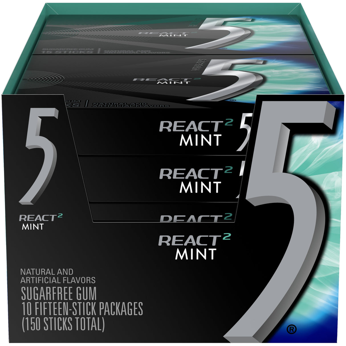 Chewing Gum, React Mint, Sugar-Free,12 - 10 COUNT